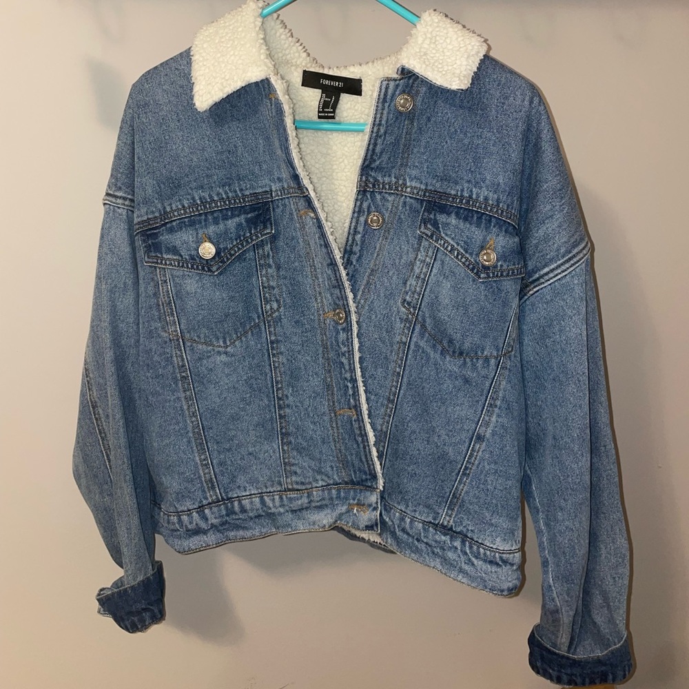 Forever 21 Fuzzy Jean Jacket